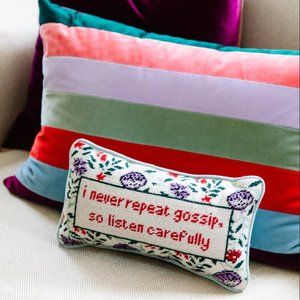Gossip Needle Point Pillow